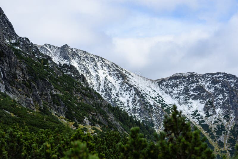 Mountain tops in winter covered in snow