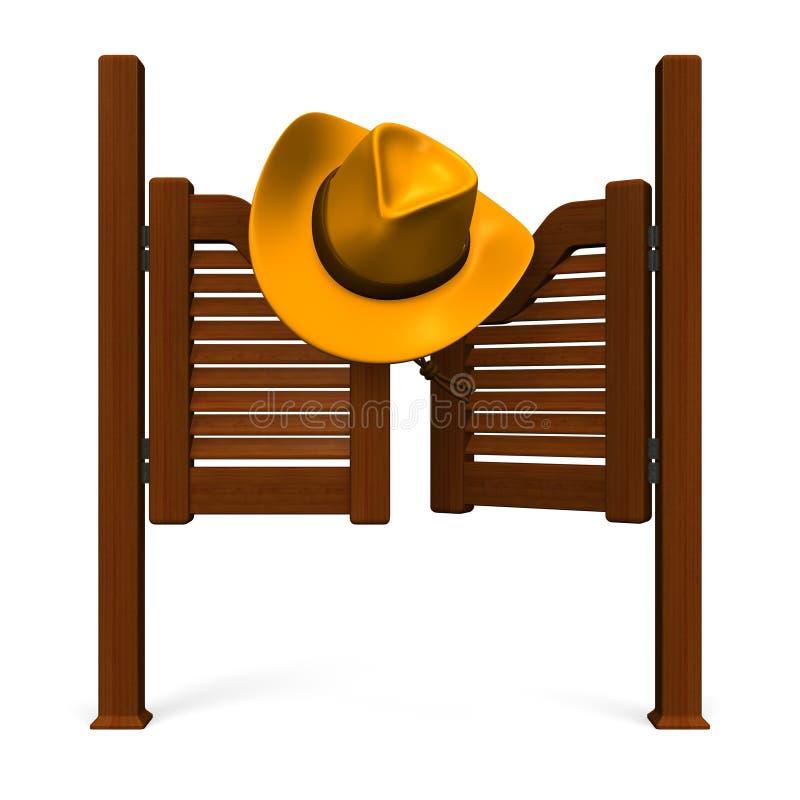 Western Door And Hat Front View vector illustration