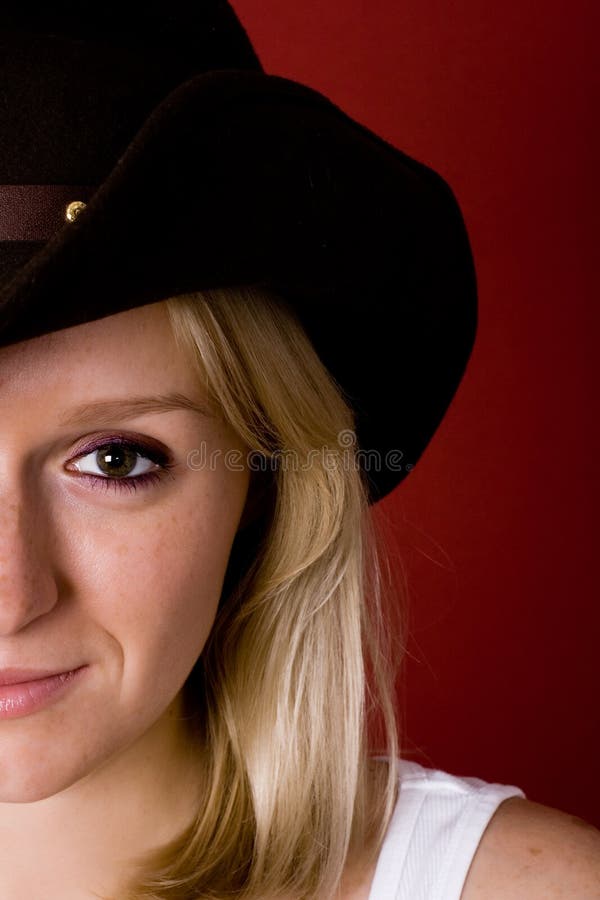 Western woman in cowboy hat