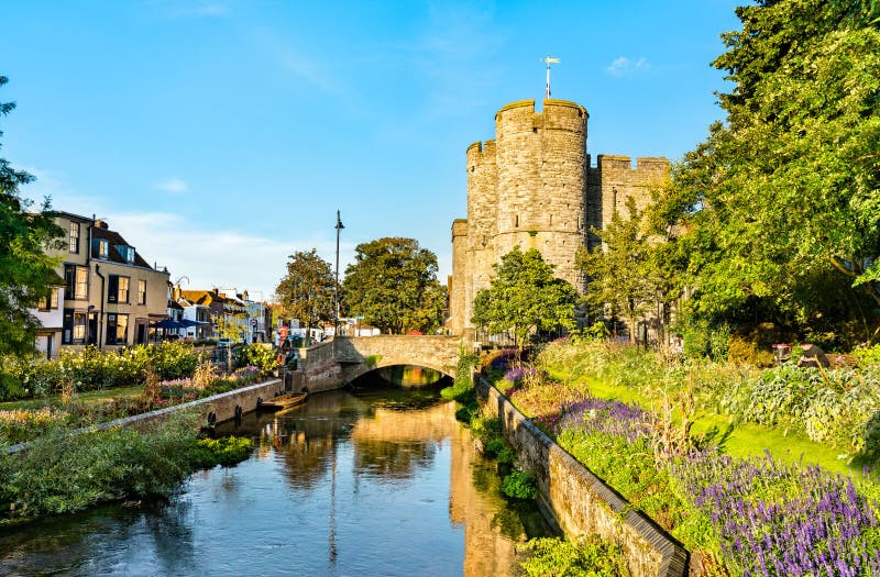 The Great Stour River Banks in Canterbury, Kent, UK Stock Photo Image