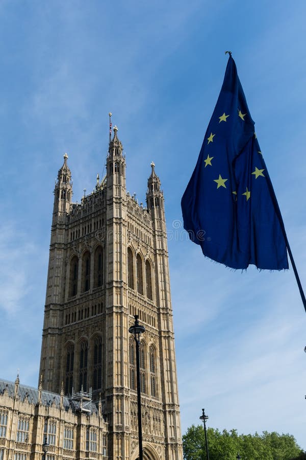 Westminster and EU Flag royalty free stock photography Westminster and EU Flag royalty free stock photography