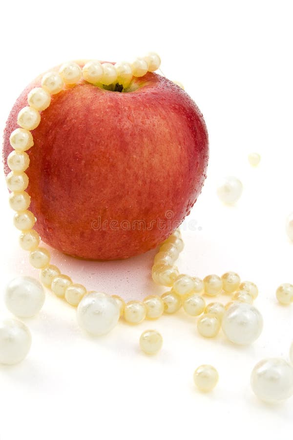 Wet apple with pearl