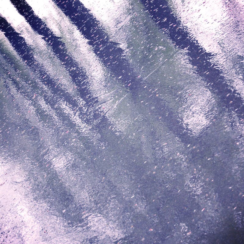 Wet asphalt with a tree trunk reflection - vintage effect. royalty free stock photo