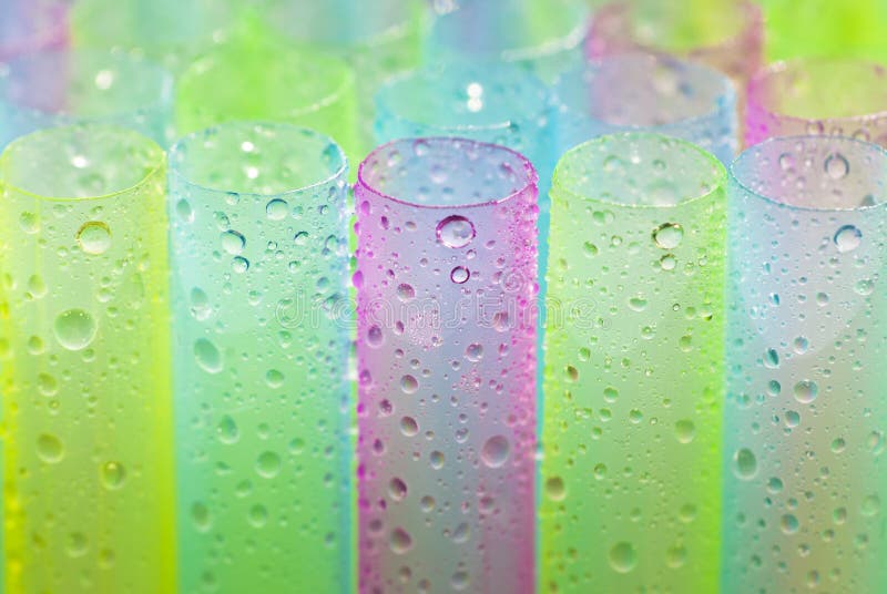 Wet colorful straws for juice