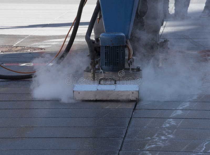 Wet Floor Cleaning with Cleaning Equipment Stock Image Image of