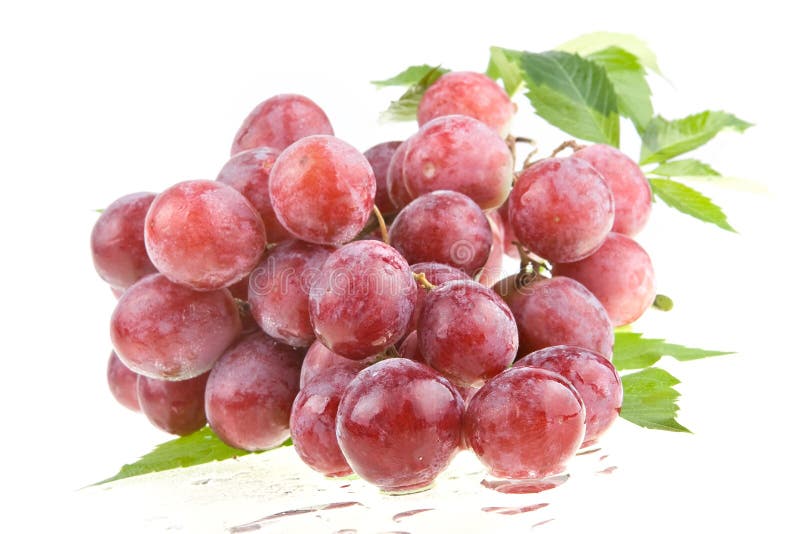 Wet juicy red grapes