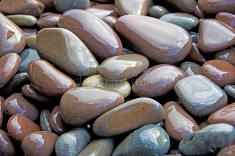 Wet pebbles on beach royalty free stock photo