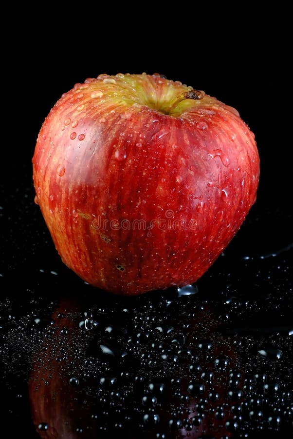 Wet red apple