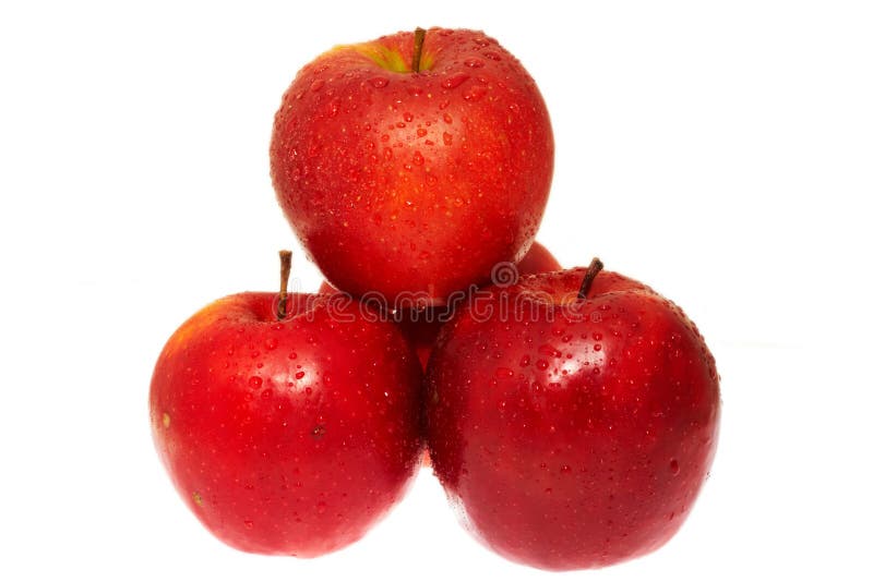 Wet red apple