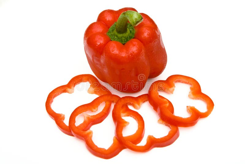 Wet Red Bell Pepper Slices