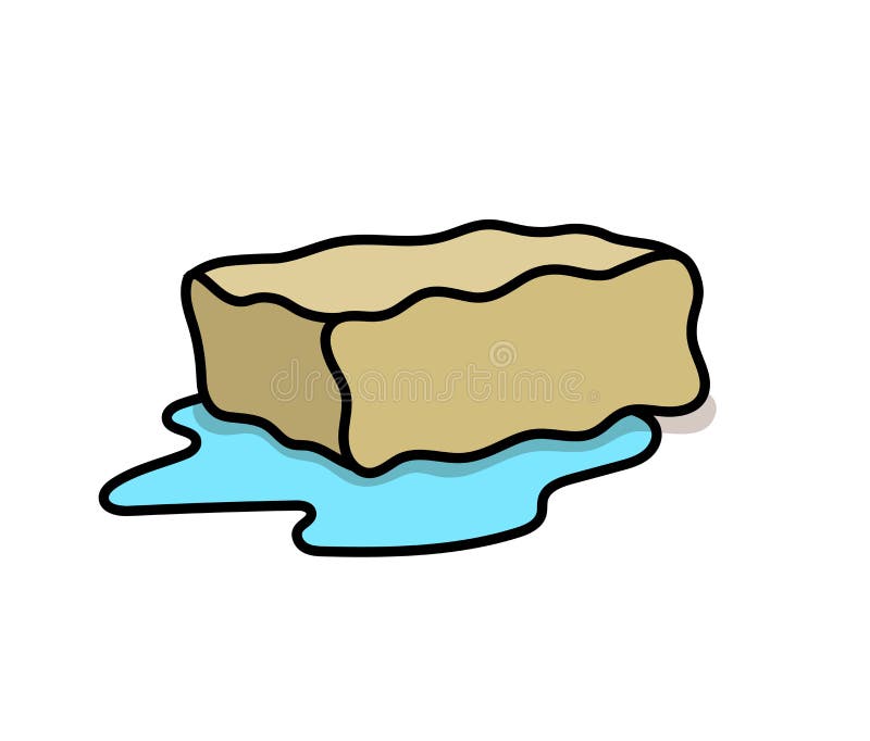 Wet Sponge Flat Design Icon. Flat Vector Illustration. Isolated On