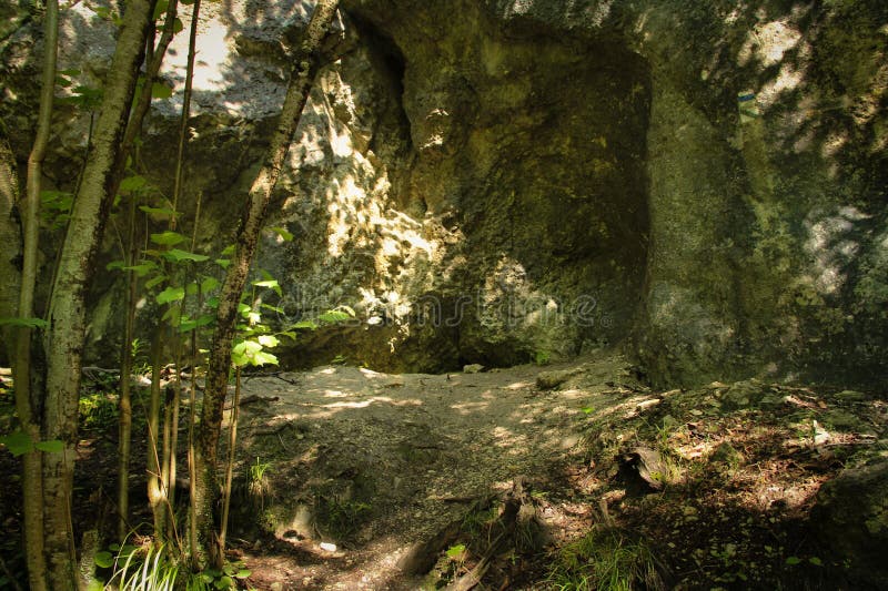 A wet trail running through streams in the Slovak Paradise National Park