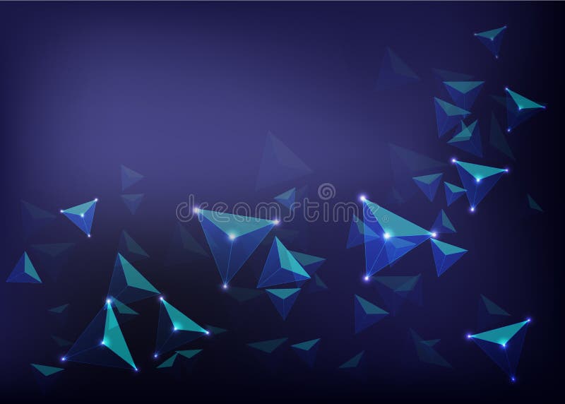 Wetenschaps futuristische samenvatting backgroun met het gloeien tetrahedra op donkerblauw netwerk backround vector illustratie Wetenschaps futuristische samenvatting backgroun met het gloeien tetrahedra op donkerblauw netwerk backround vector illustratie