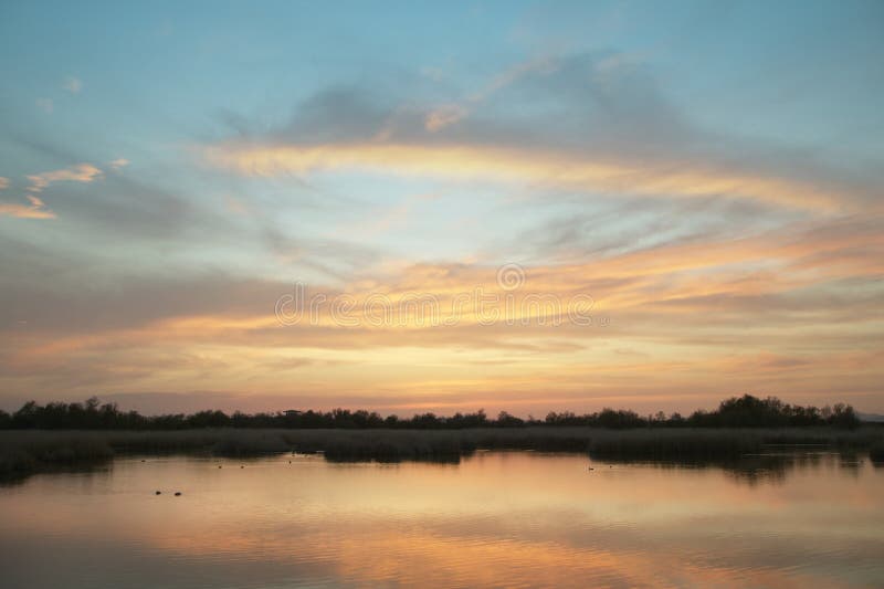 Wetland Landscape Warm Tone Sunset Spain Stock Photos Free & Royalty