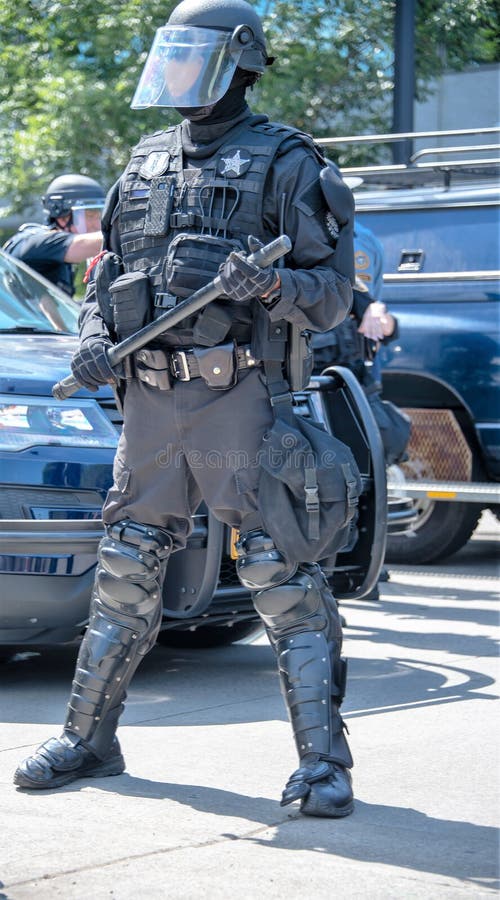 Law enforcement at the Patriot Prayer and Antifa face off Portland Oregon,. August 4, 2018. Law enforcement at the Patriot Prayer and Antifa face off Portland Oregon,. August 4, 2018.