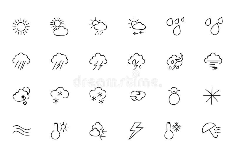 Wetter Hand Gezeichnete Gekritzel Ikonen 2 Stock Abbildung Illustration Von Sonne Sonnenschirm 69615113