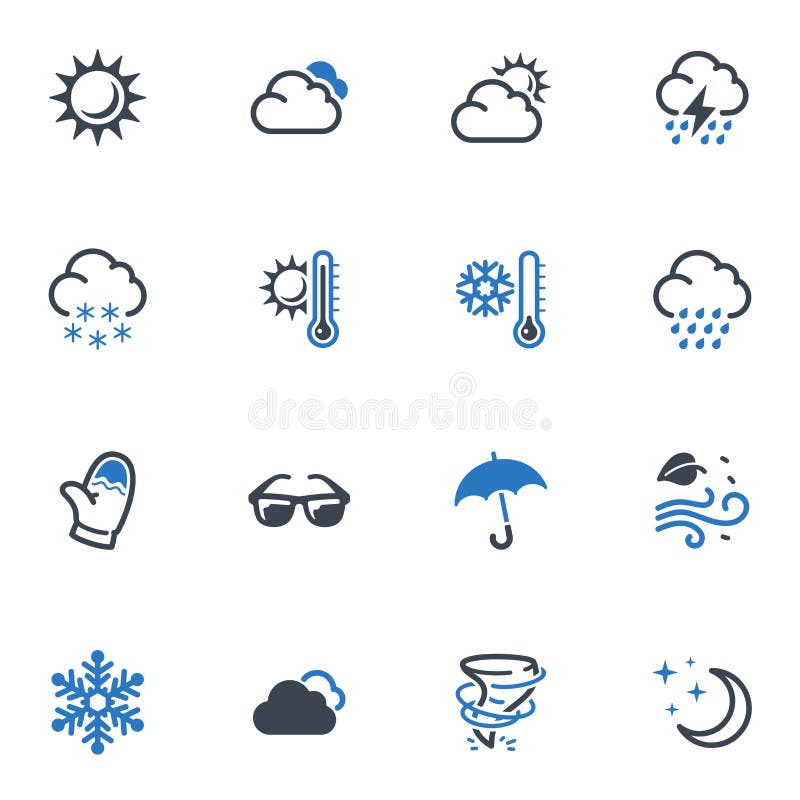 Wetter-Ikonen - blaue Serie stock abbildung