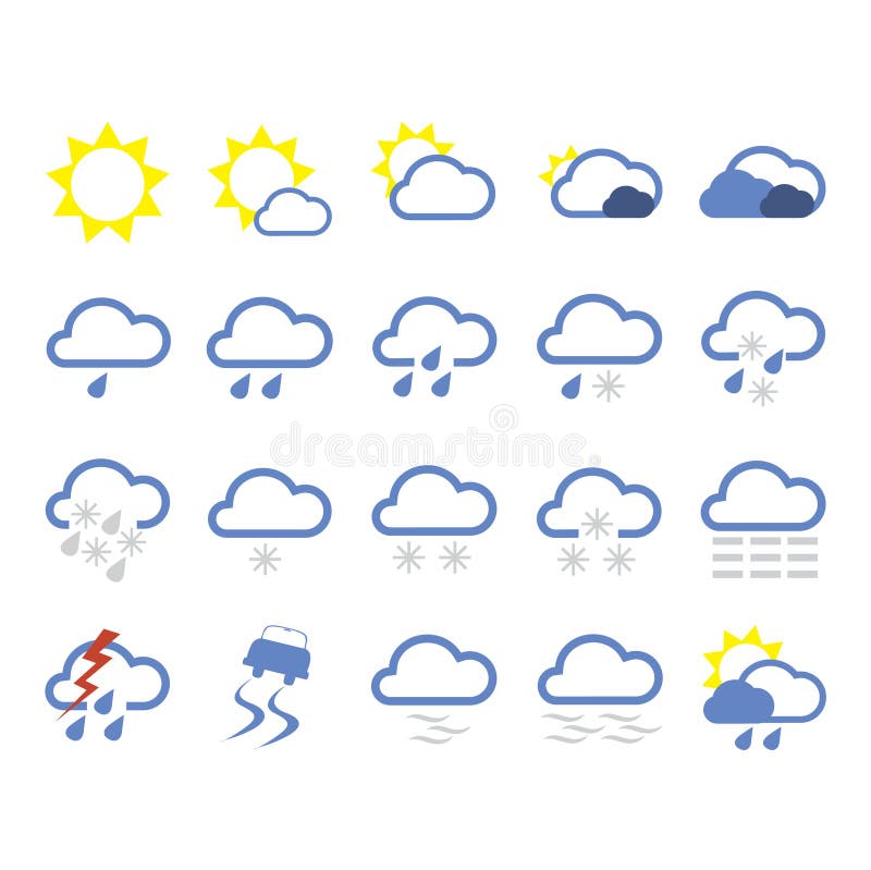 Wetterikonen lizenzfreie abbildung