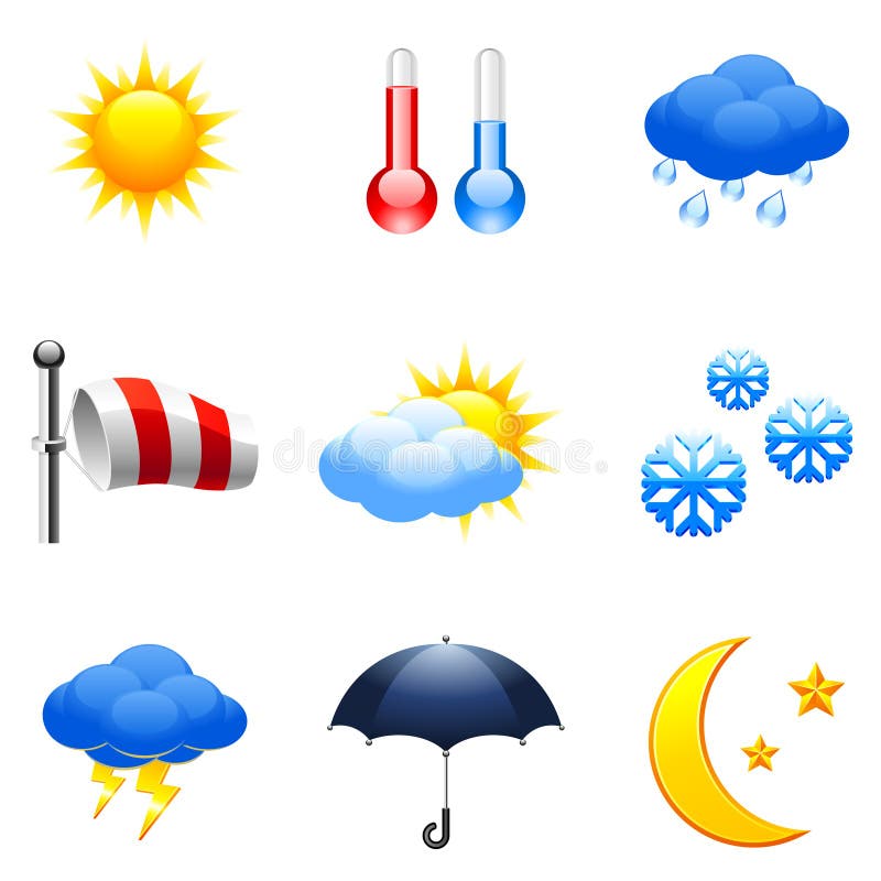 Wetterikonen. stock abbildung