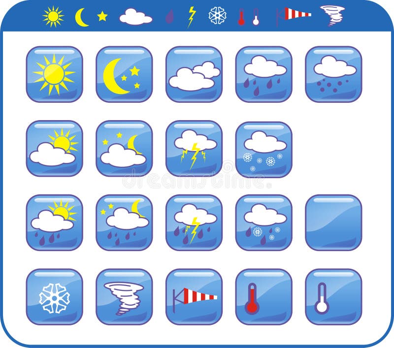 Wetterikonen lizenzfreie abbildung