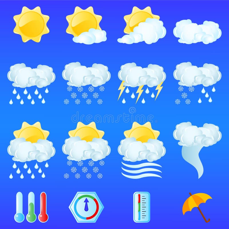 Wetterikonen lizenzfreie abbildung