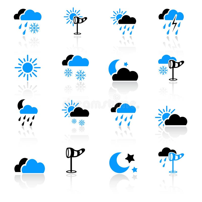 Wetterikonen lizenzfreie abbildung