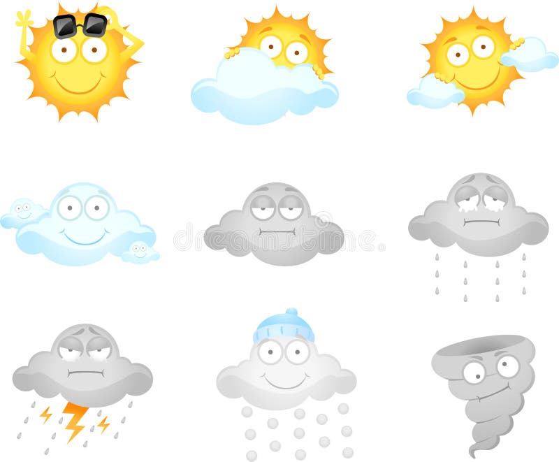 Wetterikonen lizenzfreie abbildung