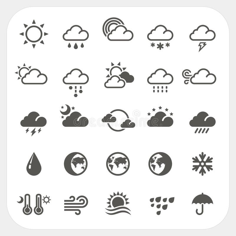 Wetterikonen eingestellt stock abbildung