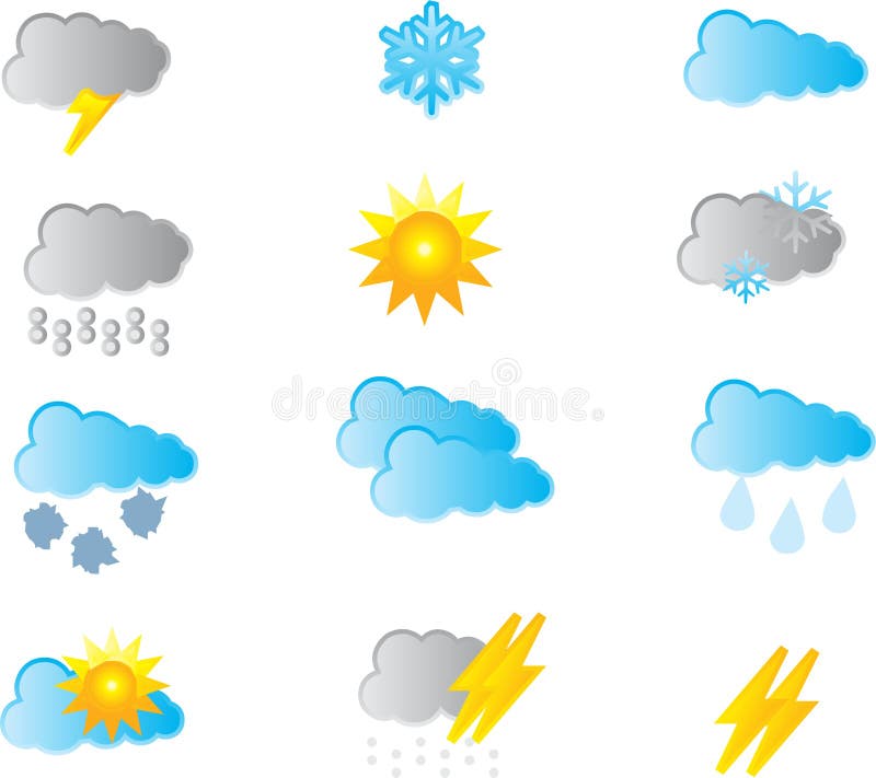 Wetterikonen eingestellt lizenzfreie abbildung