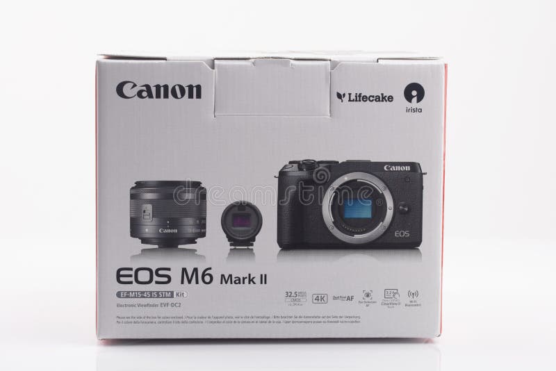 Box CANON EOS M6 Mark II editorial stock image. Image of product