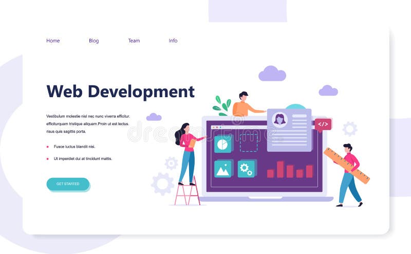 Wev development banner design concept. People code stock illustration Wev development banner design concept. People code stock illustration