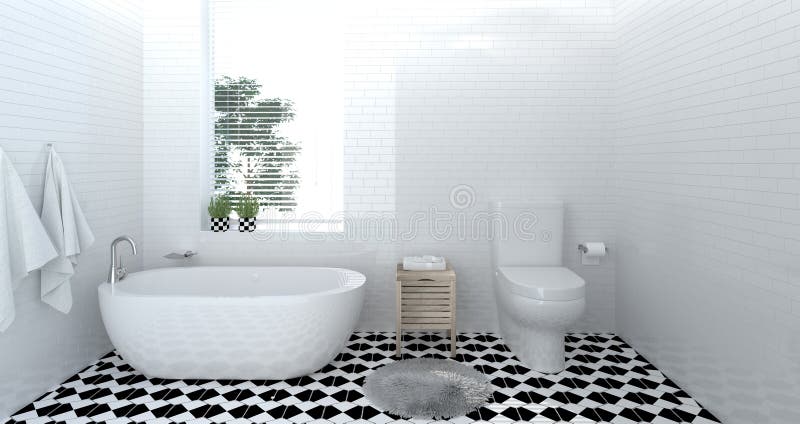 interior bathroom ,toilet,shower,modern home design 3D Illustration for copy space background white tile bathroom room. interior bathroom ,toilet,shower,modern home design 3D Illustration for copy space background white tile bathroom room