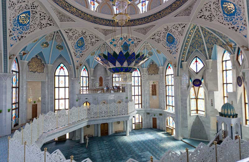 Wewnętrzny Qol Sharif meczet w Kazan obrazy stock Wewnętrzny Qol Sharif meczet w Kazan obrazy stock