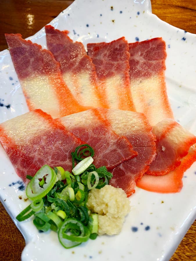 A politically incorrect dish. At a restaurant in Nara, Japan, they serve what they call “whale bacon