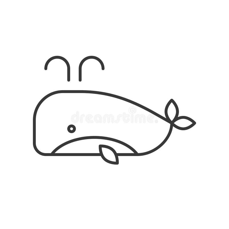 Whale icon, set of ocean life, line design vector