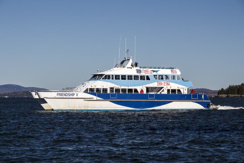 Whale Watching Boat in Bar Harbor, USA, 2015 Editorial Stock Image