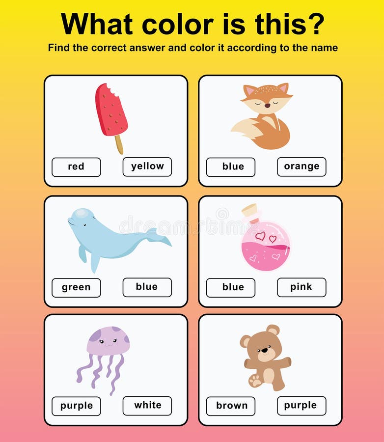 What Color is this Worksheet. Stock Vector - Illustration of logical ...