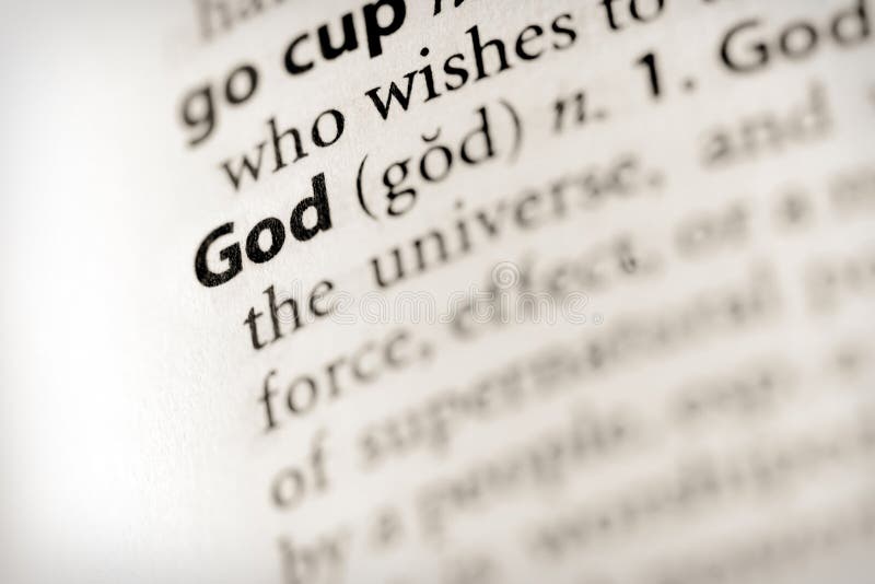 Selective focus on the word God. Selective focus on the word God.