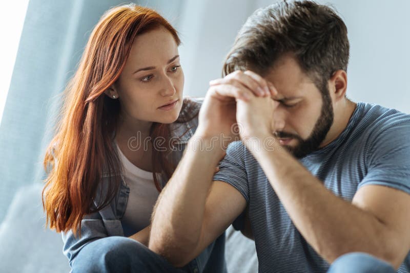 Nice pleasant woman being worried about her boyfriend royalty free stock photos Nice pleasant woman being worried about her boyfriend royalty free stock photos