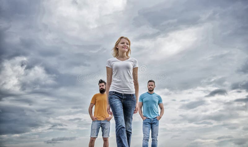 What makes successful female leader. Girl leader qualities possess naturally. Leadership concept. Woman in front of men. Feel confident. Influential women stock images What makes successful female leader. Girl leader qualities possess naturally. Leadership concept. Woman in front of men. Feel confident. Influential women stock images