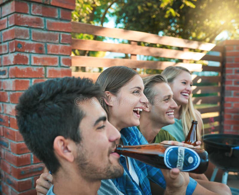 Whats A Weekend Without Good Friends A Group Of Friends Having Beers