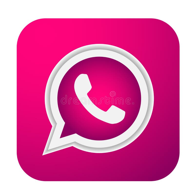 Whatsapp Icon Logo Element Sign Vector In Pink Mobile App On White