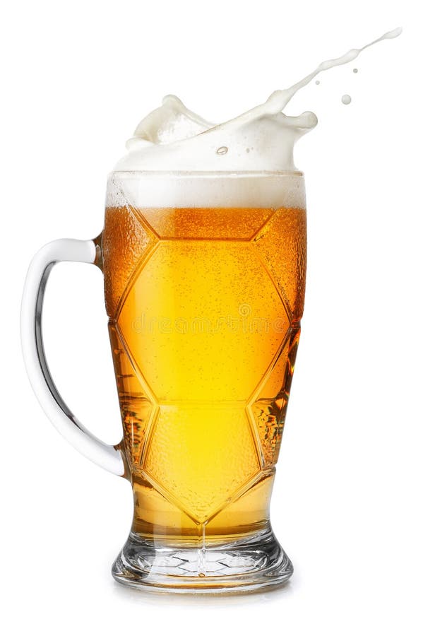 Wheat beer with splashing foam