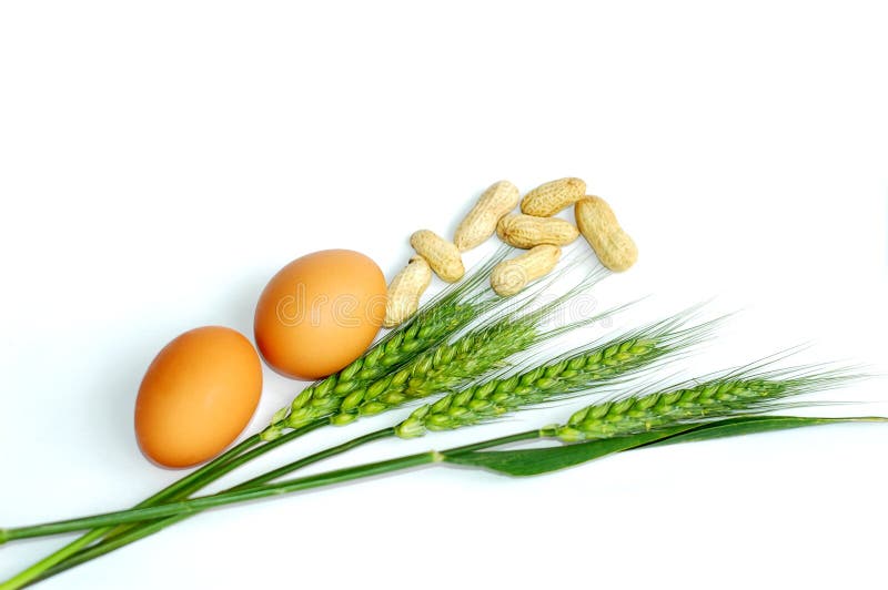 Wheat, eggs and peanuts