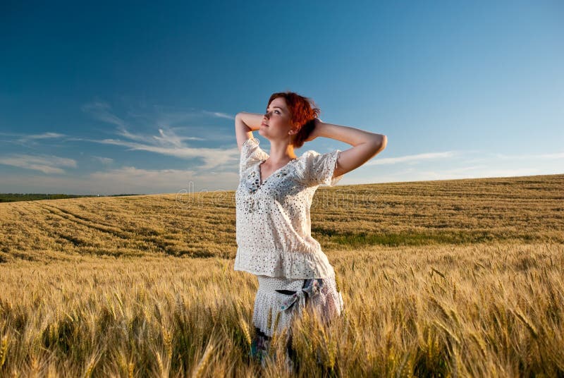 Wheat field woman