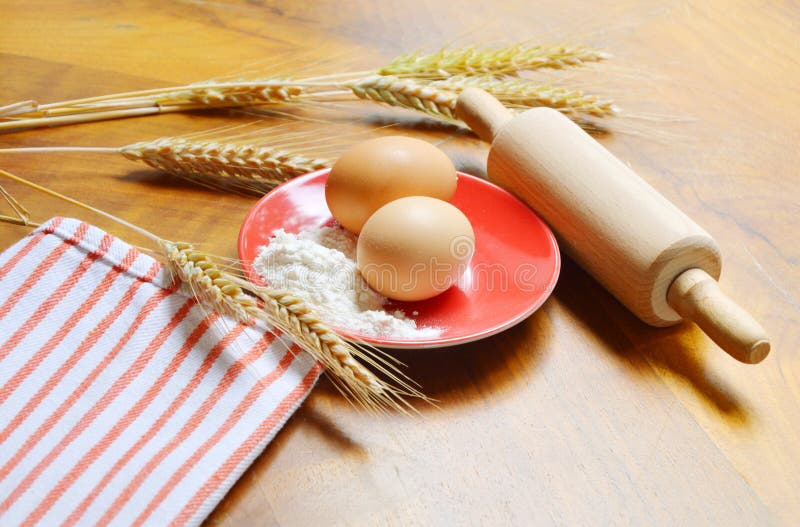 Wheat with flour and egg stock image. Image of classic 79248375