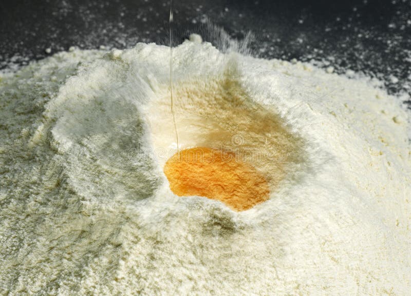 Wheat Flour and Eggs, Ingredients for Cake Recipe Stock Photo Image