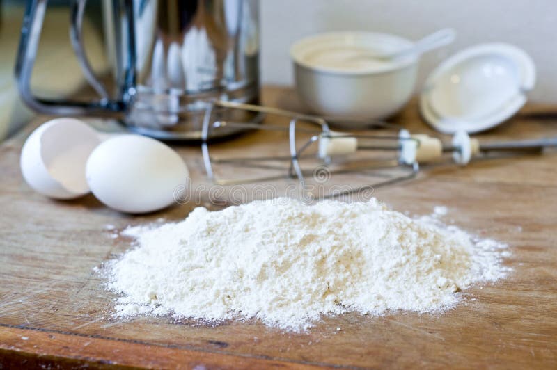 Wheat flour and eggs stock image. Image of eating, white 42149813
