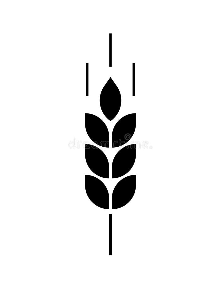 Wheat logo. Icon bakery. Spike wheat. Bread grain isolated on background. Stalk oat, barley, corn, rye, malt, bran, millet, maize