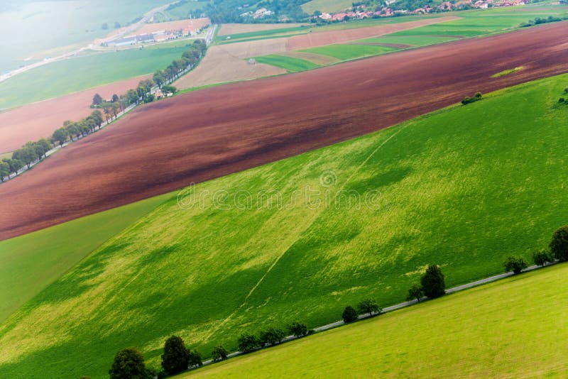 Wheat and other fields from above royalty free stock photos